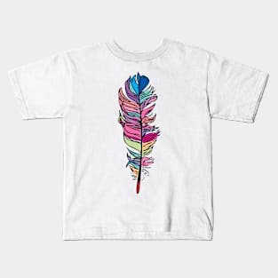 Rainbow Feather Kids T-Shirt